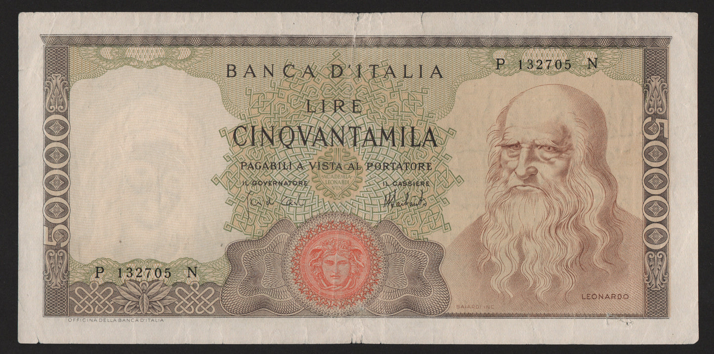 50000 LIRE LEONARDO DA VINCI 04/02/1974 BB - Numismatica_ita