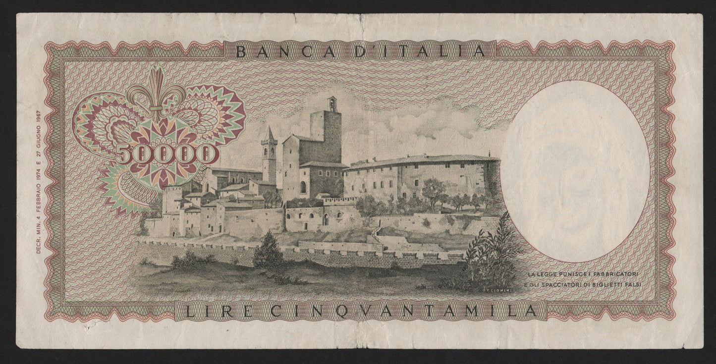 50000 LIRE LEONARDO DA VINCI 04/02/1974 BB - Numismatica_ita