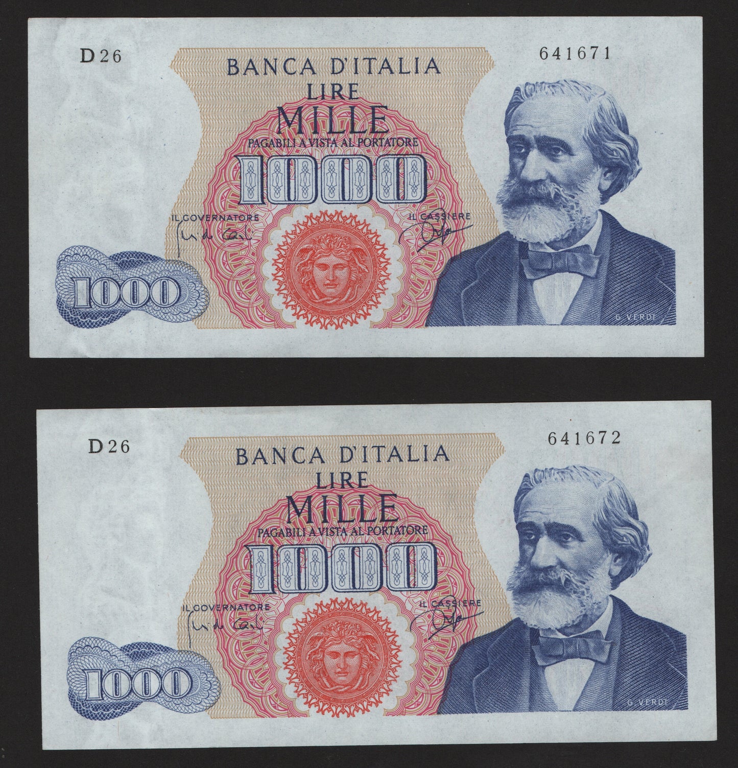 1000 LIRE VERDI 1° TIPO 25/07/1964 CONSECUTIVE DA MAZZETTA SPL - Numismatica_ita
