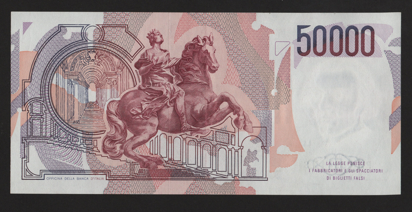 50000 LIRE BERNINI 1° TIPO LETTERA A 15/03/1984 qSUP