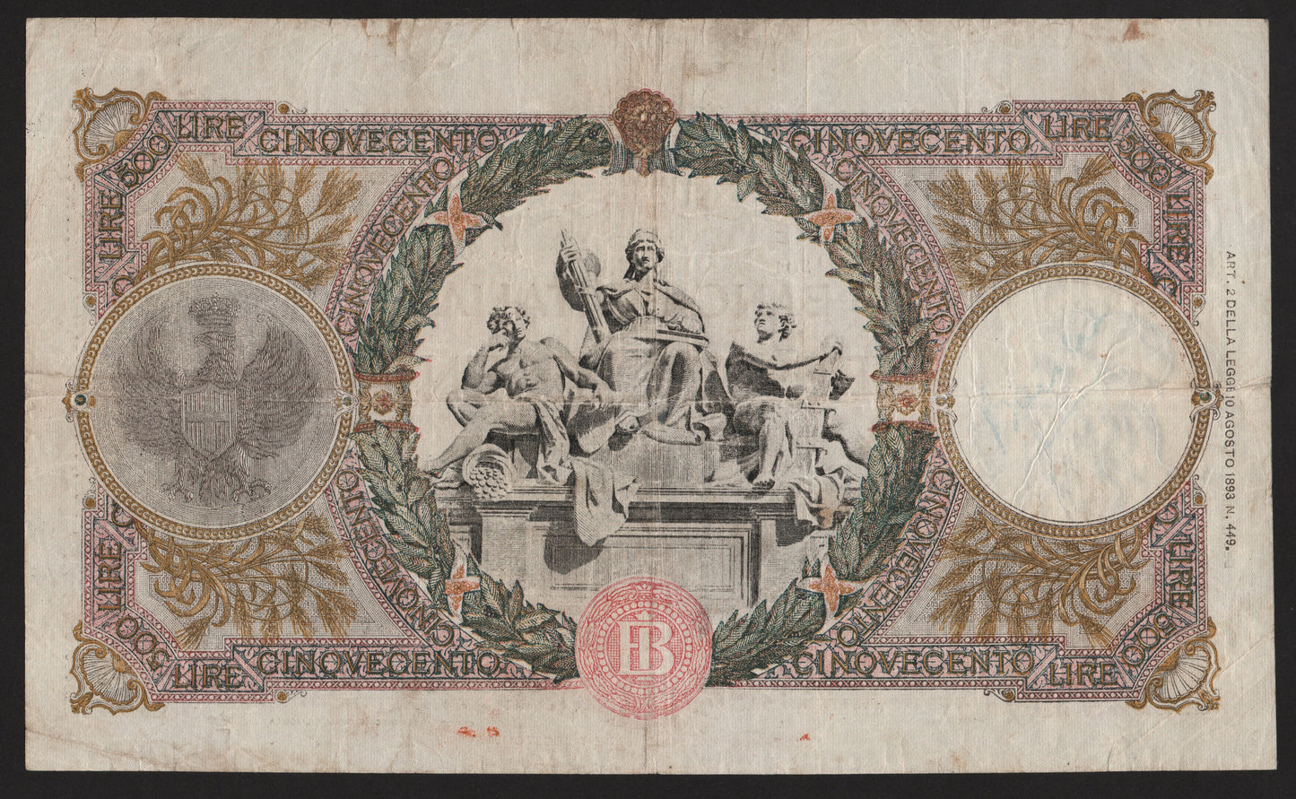 500 LIRE MIETITRICE (B.I.) 23/08/1943 BB - Numismatica_ita