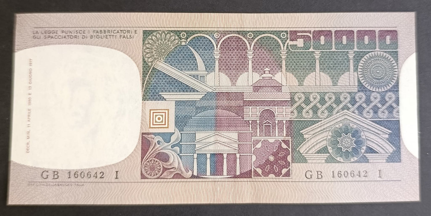 50000 LIRE VOLTO DI DONNA 11/04/1980 CONSECUTIVE SPL