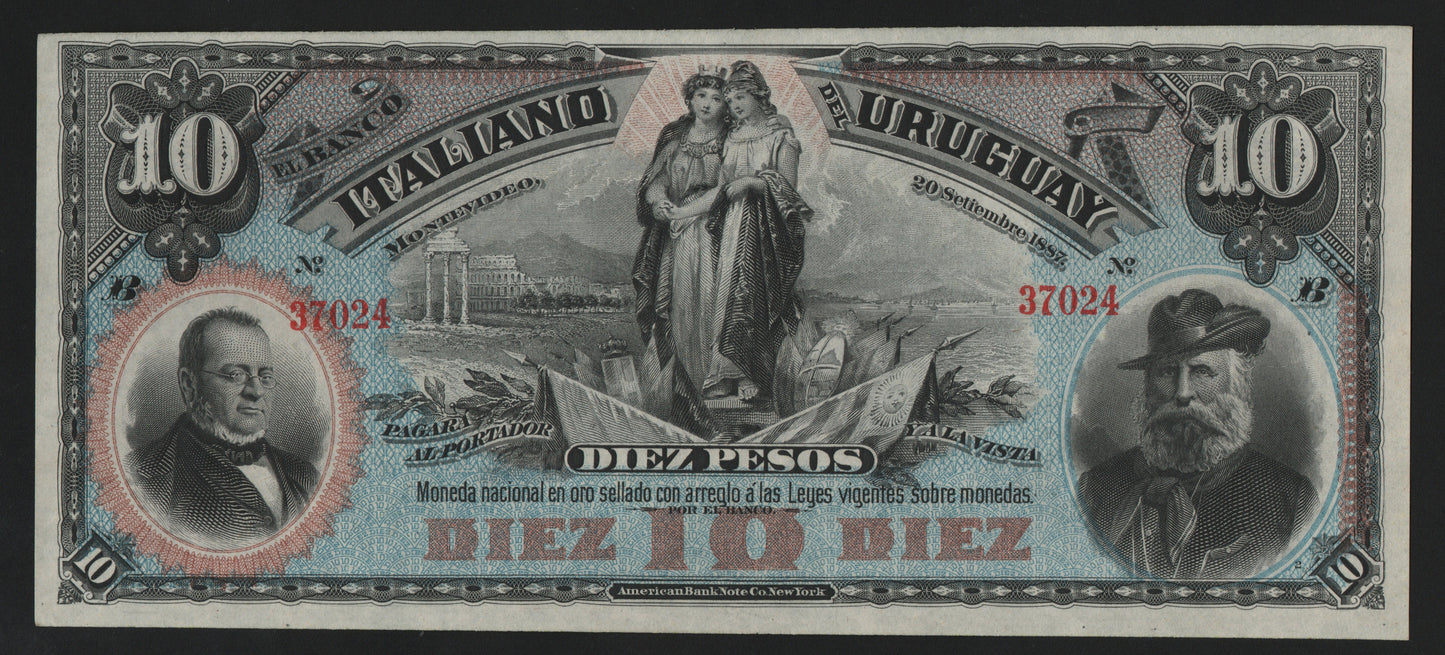 10 PESOS 20/09/1887 BANCO ITALIANO DELL' URUGUAY qFDS