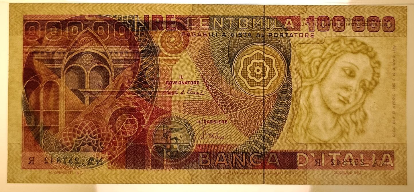 100000 LIRE BOTTICELLI 10/05/1982 PMG 64 qFDS