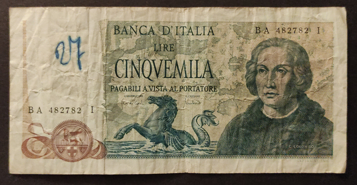 5000 LIRE COLOMBO 2° TIPO 20/05/1971 BB