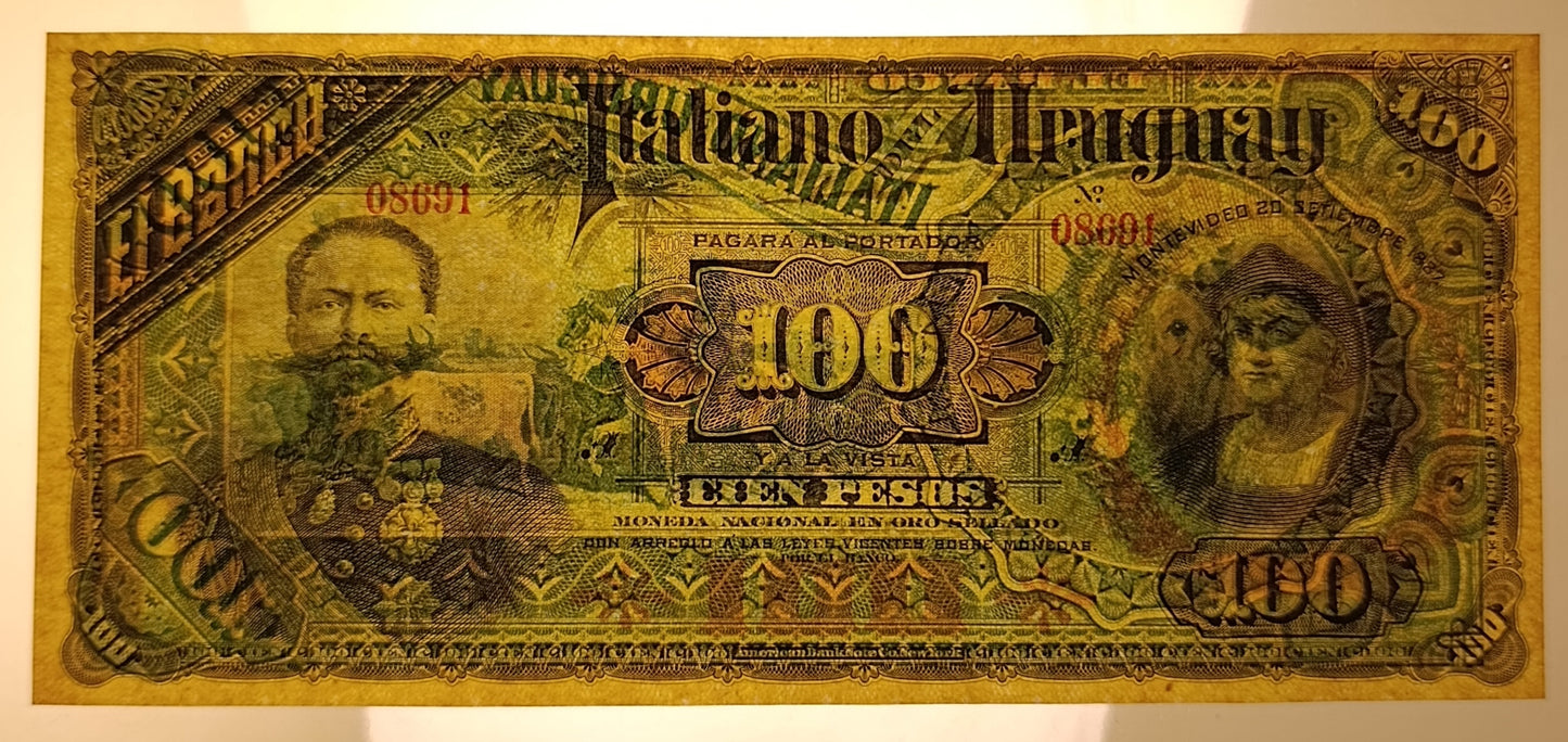 100 PESOS 20/09/1887 BANCO ITALIANO DELL' URUGUAY qFDS