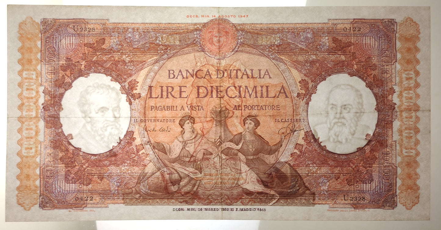 10000 LIRE REPUBBLICHE MARINARE REGINE DEL MARE 24/03/1962 qSPL