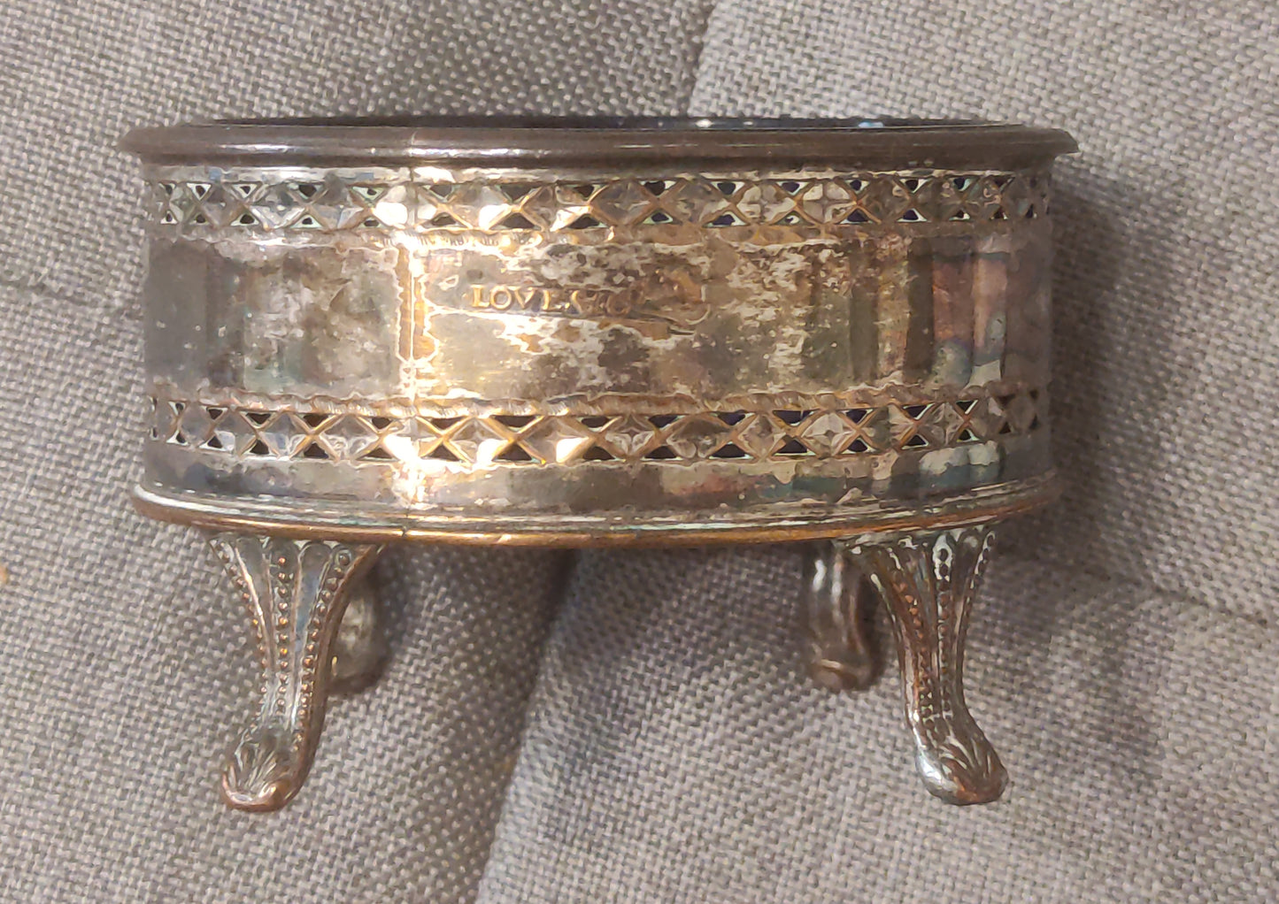 COPPIA COFANETTI PORTAGIOIE VINTAGE IN METALLO E VETRO BLU STILE VITTORIANO - Numismatica_ita