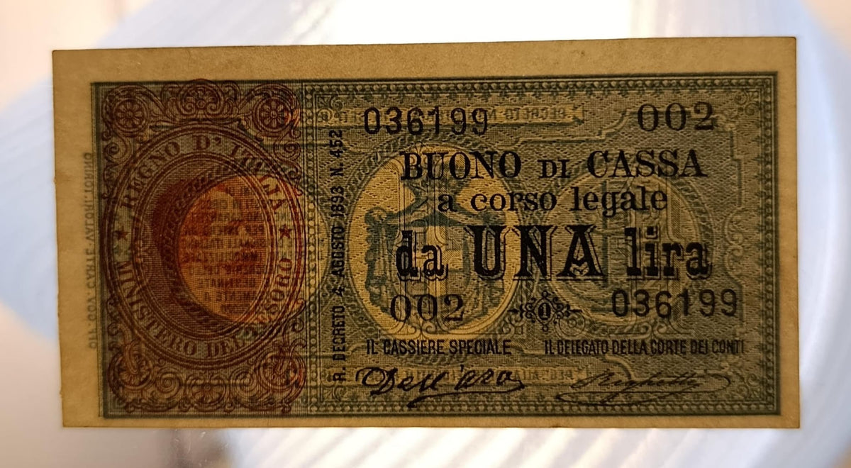 BUONO DI CASSA DA 1 LIRA UMBERTO I 15/09/1893 SPL+