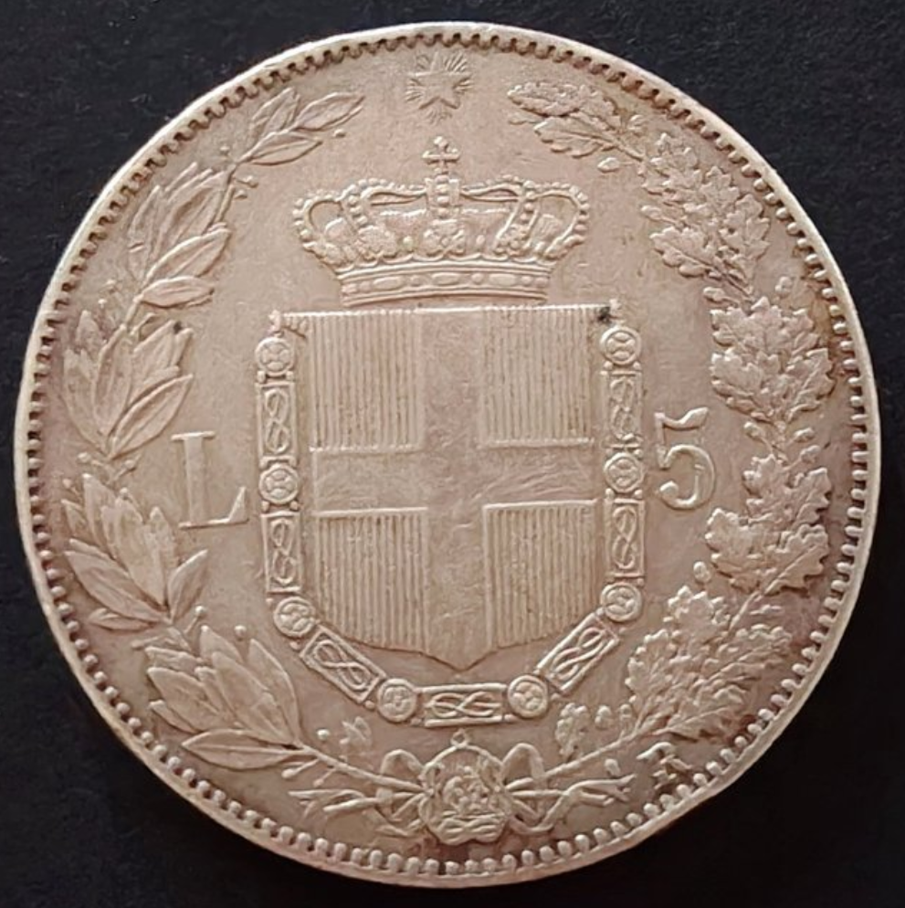 SCUDO 5 LIRE 1879 UMBERTO I BB+
