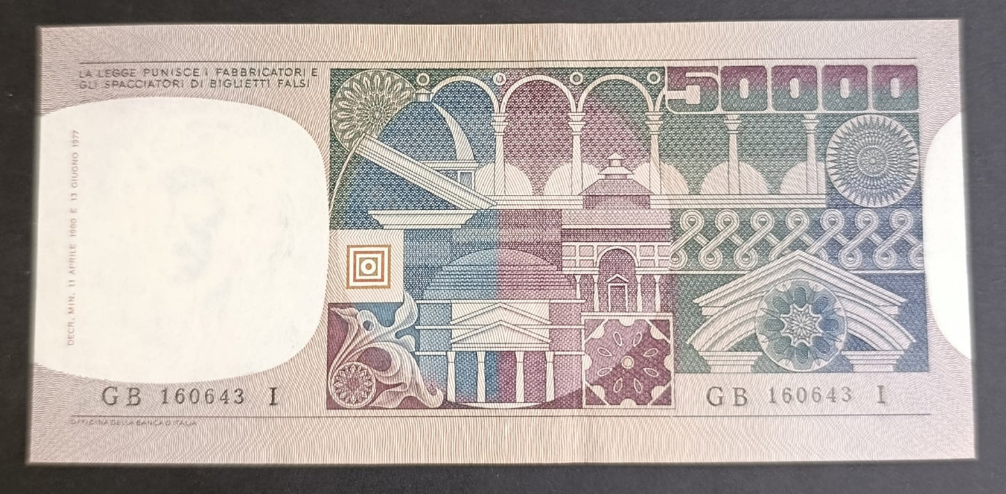 50000 LIRE VOLTO DI DONNA 11/04/1980 CONSECUTIVE SPL