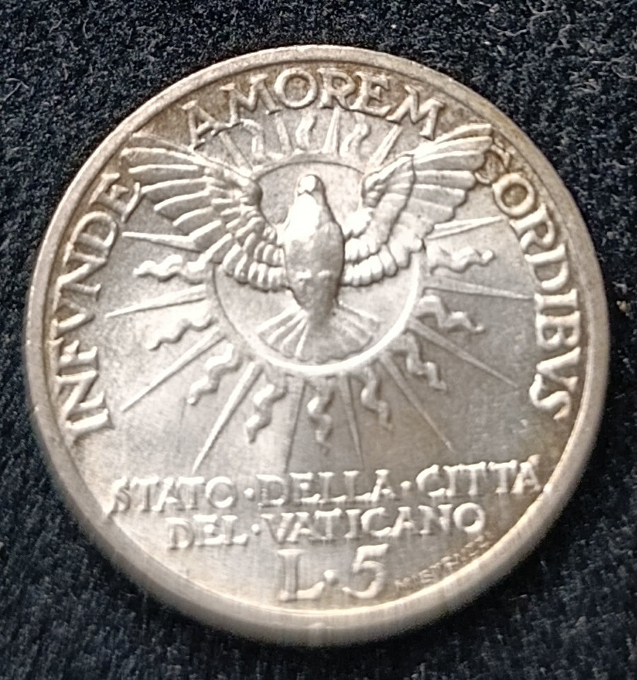 VATICANO SEDE VACANTE 5 LIRE 1939 ARGENTO FDC