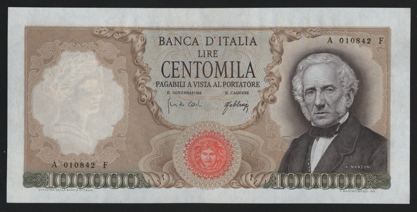 100000 LIRE MANZONI 03/07/1967 qSPL