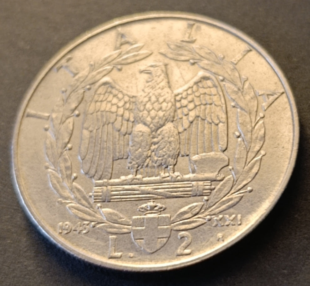 2 LIRE IMPERO 1943 VITTORIO EMANUELE III SPL+