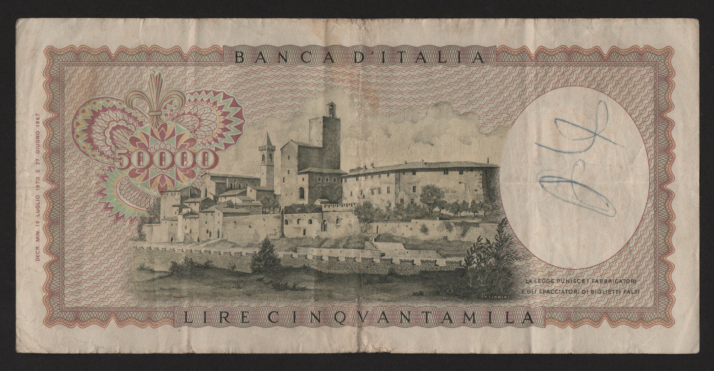 50000 LIRE LEONARDO DA VINCI 19/07/1970 BB