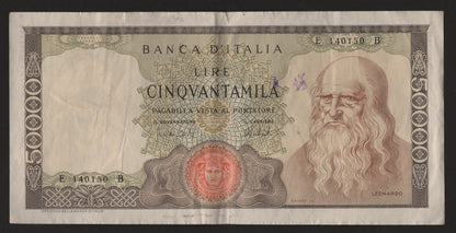 50000 LIRE LEONARDO DA VINCI 16/05/1972 BB