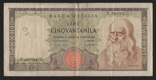 50000 LIRE LEONARDO DA VINCI 19/07/1970 qBB