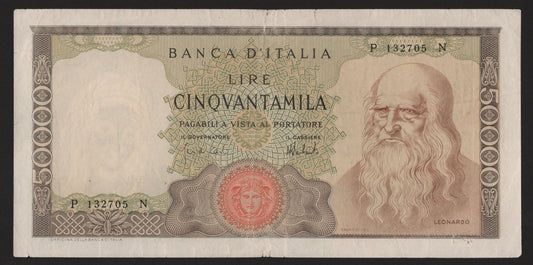 50000 LIRE LEONARDO DA VINCI 04/02/1974 BB