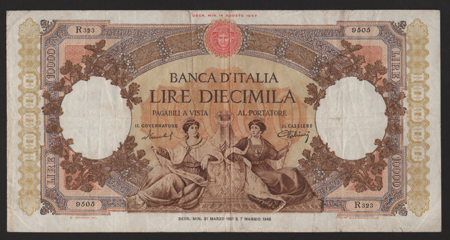 10000 LIRE REGINE DEL MARE 31/03/1951 BB