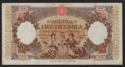 10000 LIRE REGINE DEL MARE 31/03/1951 BB