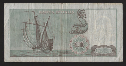 5000 LIRE COLOMBO 1° TIPO 03/09/1964 BB