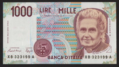 1000 LIRE MONTESSORI SERIE SOSTITUTIVA XB SUP+ PERIZIATA 1991