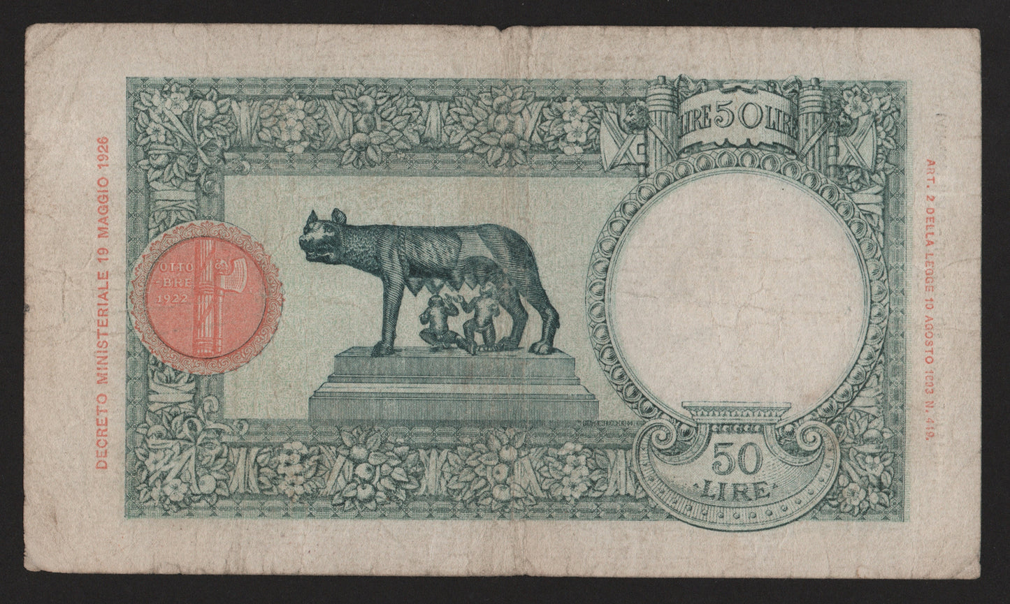 50 LIRE LUPETTA AFRICA ORIENTALE ITALIANA 14/01/1939 BB