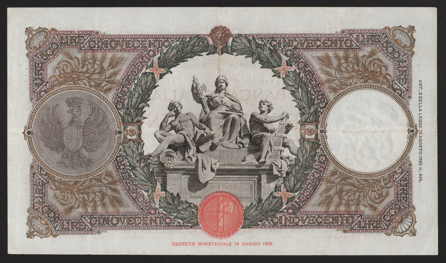 500 LIRE MIETITRICE (FASCIO) 22/11/1940 qSPL