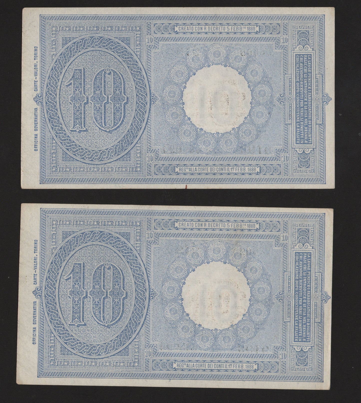 10 LIRE EFFIGIE DI UMBERTO I 19/09/1923 CONSECUTIVE DA MAZZETTA SUP