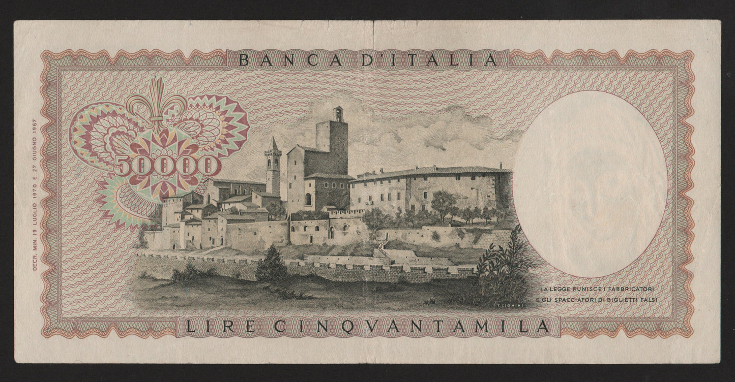 50000 LIRE LEONARDO DA VINCI 19/07/1970 BB