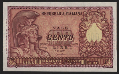 100 LIRE ITALIA ELMATA 31/12/1951 qFDS