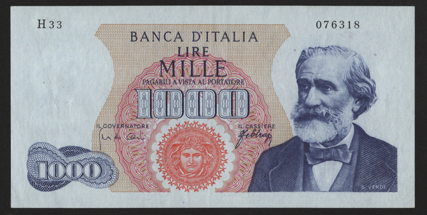 1000 LIRE VERDI 1° TIPO 10/08/1965 SPL