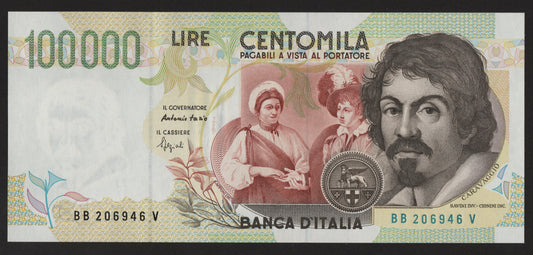 100000 LIRE CARAVAGGIO 2° TIPO LETTERA B 1995 qFDS