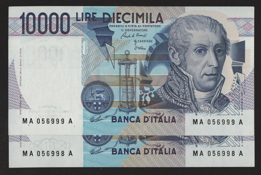 10000 LIRE VOLTA LETTERA A 03/09/1984 CONSECUTIVE DA MAZZETTA FDS