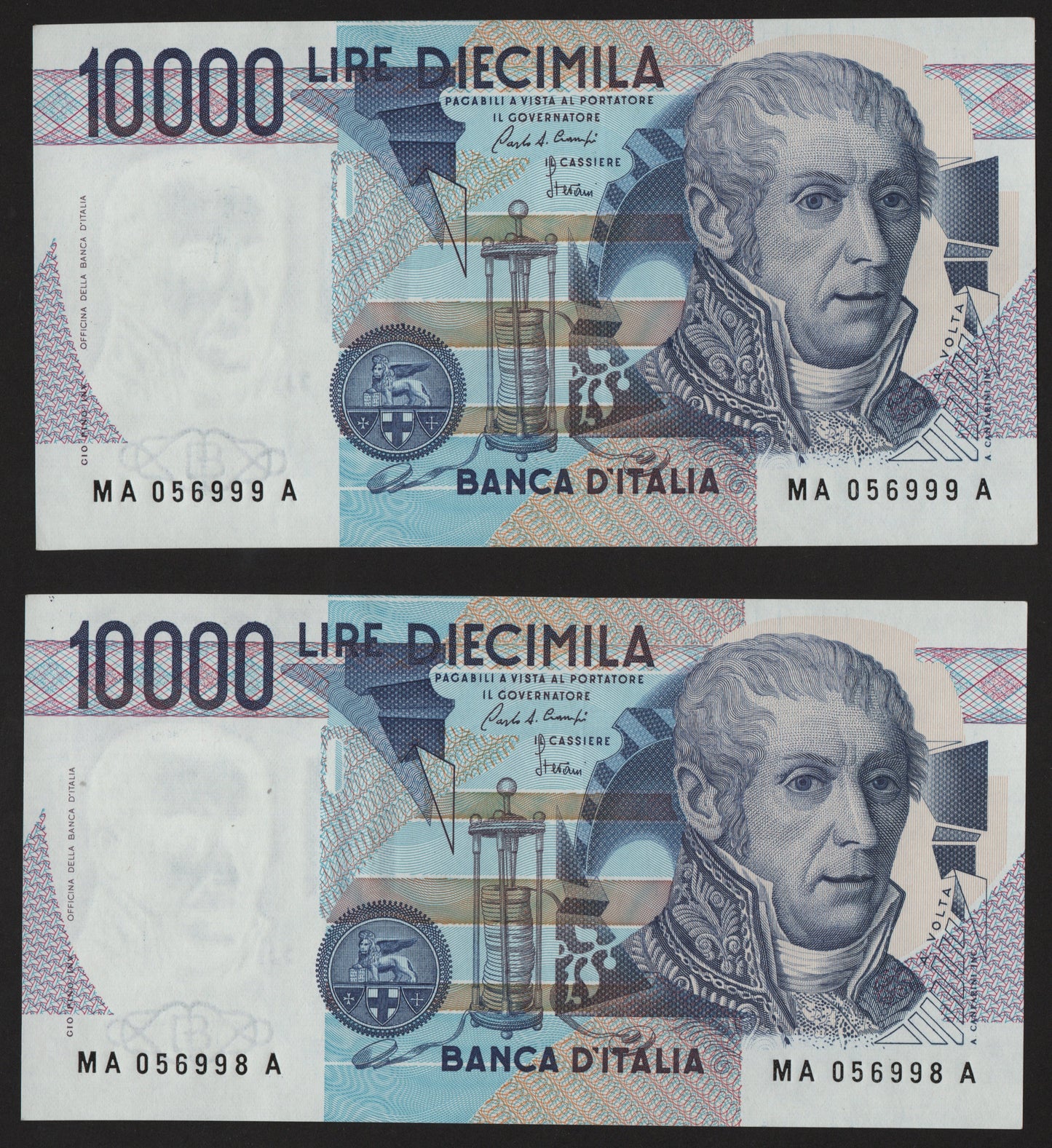 10000 LIRE VOLTA LETTERA A 03/09/1984 CONSECUTIVE DA MAZZETTA FDS