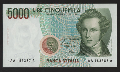 5000 LIRE BELLINI TRIPLA A 31/01/1985 qFDS