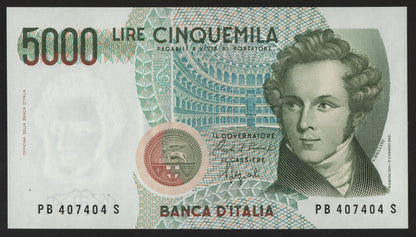 5000 LIRE BELLINI LETTERA B 1988 FDS