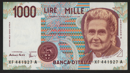 1000 LIRE MONTESSORI SERIE SOSTITUTIVA XF 1996 FDS