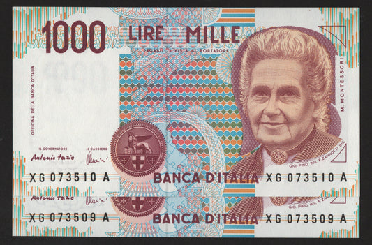 1000 LIRE MONTESSORI SERIE SOSTITUTIVA XG 1998 CONSECUTIVE DA MAZZETTA FDS