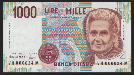 1000 LIRE MONTESSORI NUMERI BASSI VH 000024 M 1998 FDS