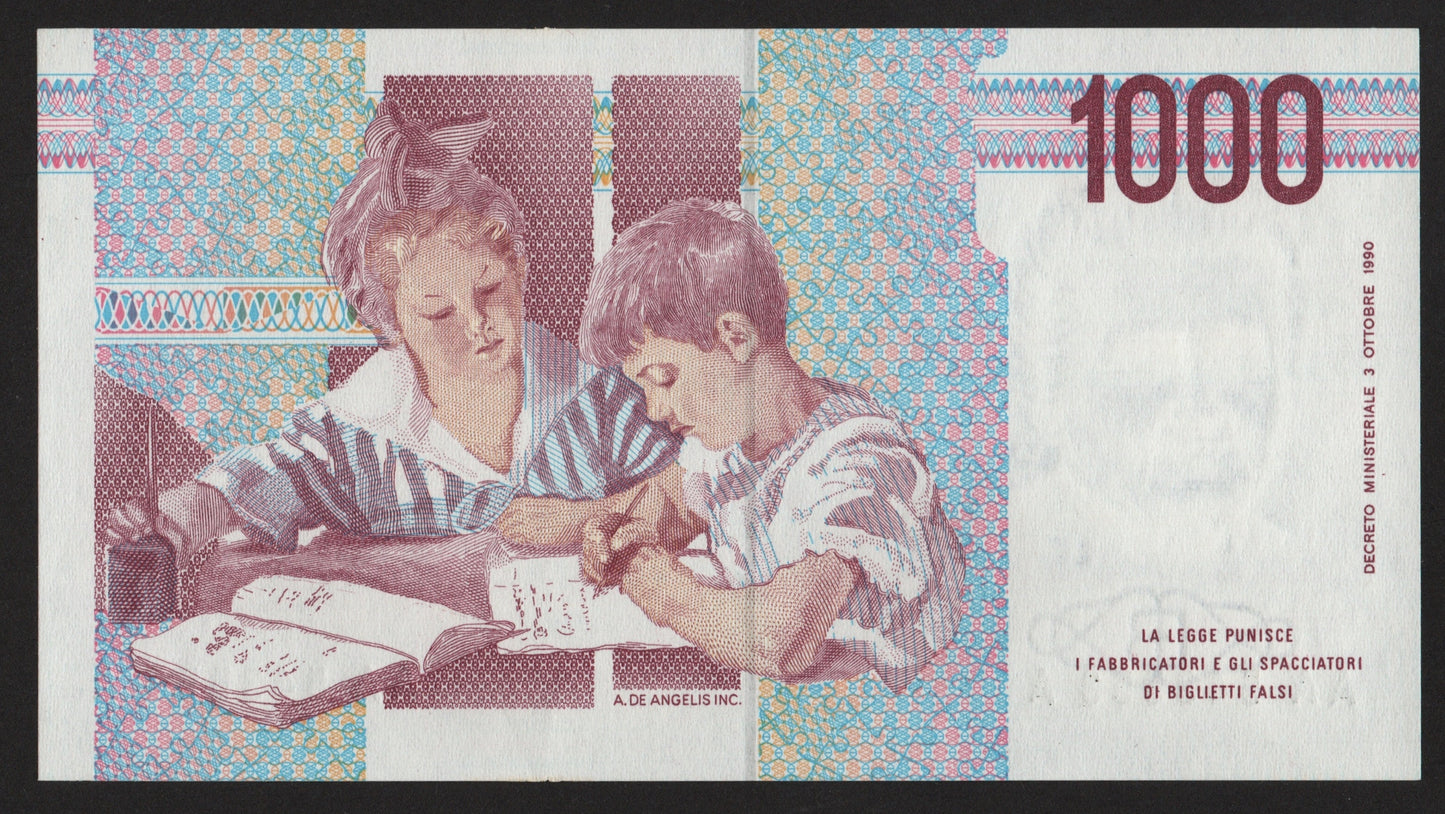 1000 LIRE MONTESSORI TRIPLA A PRIMA EMISSIONE 24/10/1990 qFDS