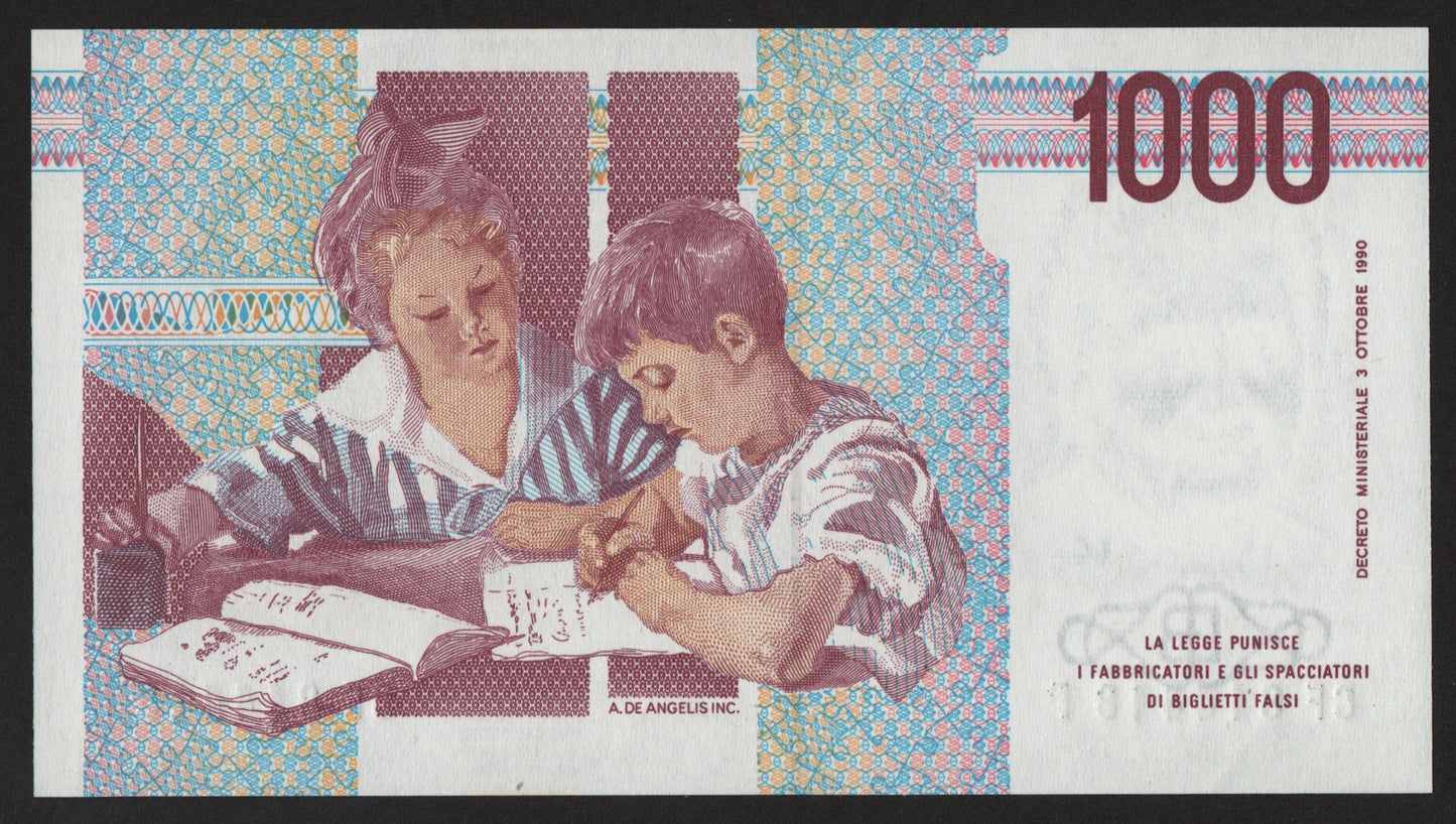 1000 LIRE MONTESSORI NUMERI RADAR LETTERA F 1996 FDS