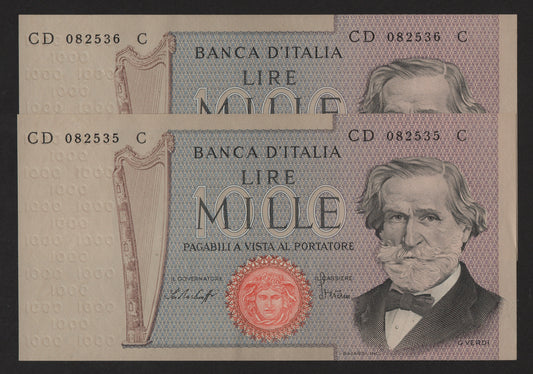 1000 LIRE VERDI 2° TIPO 10/05/1979 CONSECUTIVE DA MAZZETTA qFDS