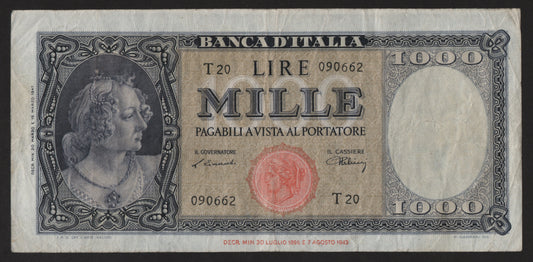 1000 LIRE ITALIA ORNATA DI PERLE (TESTINA) 20/03/1947 BB