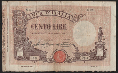 100 LIRE MATRICE (DECRETO) 18/12/1925 BB