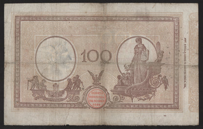 100 LIRE MATRICE (DECRETO) 12/05/1919 CANOVAI-SACCHI qBB