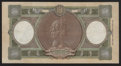 5000 LIRE REPUBBLICHE MARINARE REGINE DEL MARE (MEDUSA) 04/05/1959 BB+