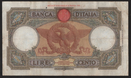 100 LIRE ROMA GUERRIERA (FASCIO) 29/01/1938 BB