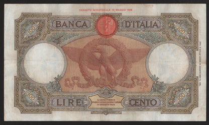 100 LIRE ROMA GUERRIERA (FASCIO) 20/02/1939 BB