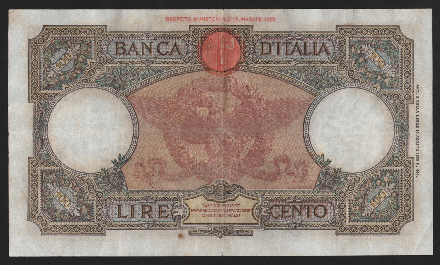 100 LIRE ROMA GUERRIERA (FASCIO) 11/06/1942 BB